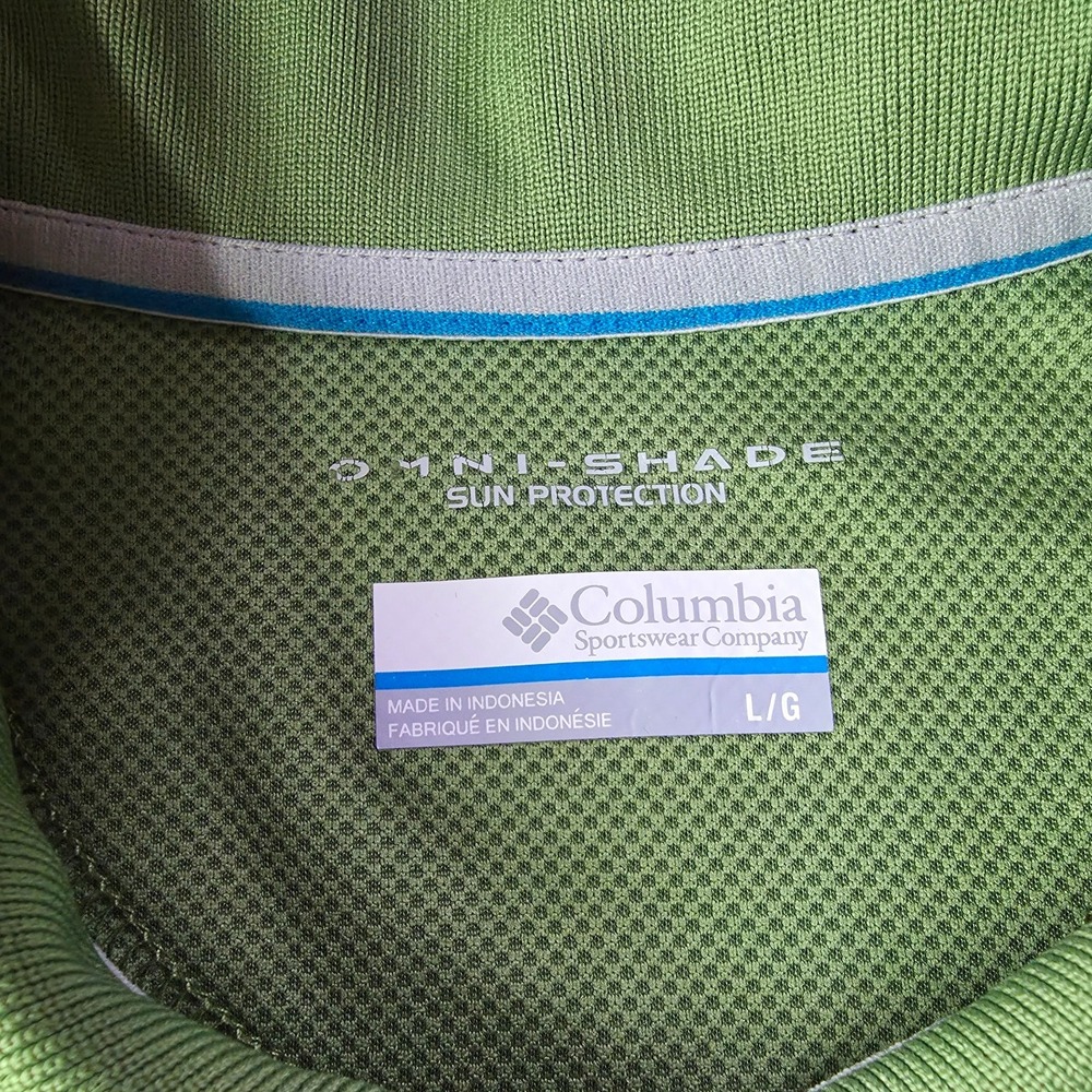 Columbia Omni Shade Polo Shirt Sz L PFG Green Logo Active Golf Tennis Outdoor - Picture 3 of 8